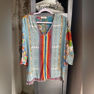 Johnny Was silk blouse medium multicolored